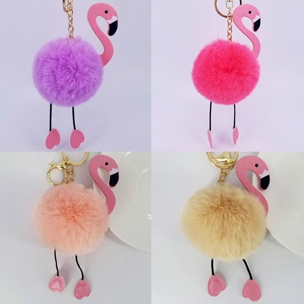 Jewelry WholesaleWholesale imitation Rex rabbit hair Flamingo key chain MOQ ≥ 10 JDC-KC-YZ006 Keychains 永泽 %variant_option1% %variant_option2% %variant_option3%  Factory Price JoyasDeChina Joyas De China