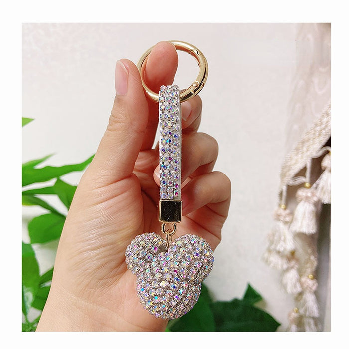 Wholesale cartoon rhinestone cute metal chain keychain MOQ≥2 （M) JDC-KC-LYa002