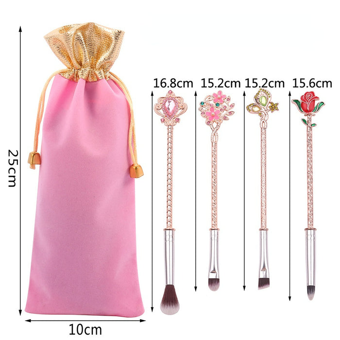 Wholesale Rose Flower Metal Manmade Fiber Makeup Brush Set (M) MOQ≥3 JDC-MB-GYu005