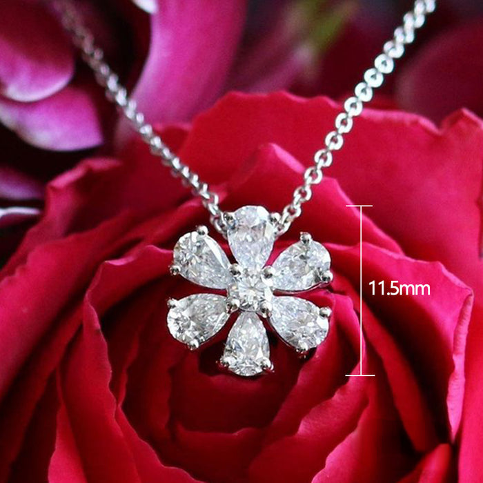 Wholesale Necklace Copper Zircon Six Petals Flower MOQ≥2 JDC-PREMCAOS-NE-018