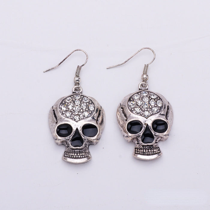 Wholesale Necklace Alloy Halloween Diamond Skull Necklace Earrings Jewelry Set MOQ≥3 JDC-NE-CAIYU002