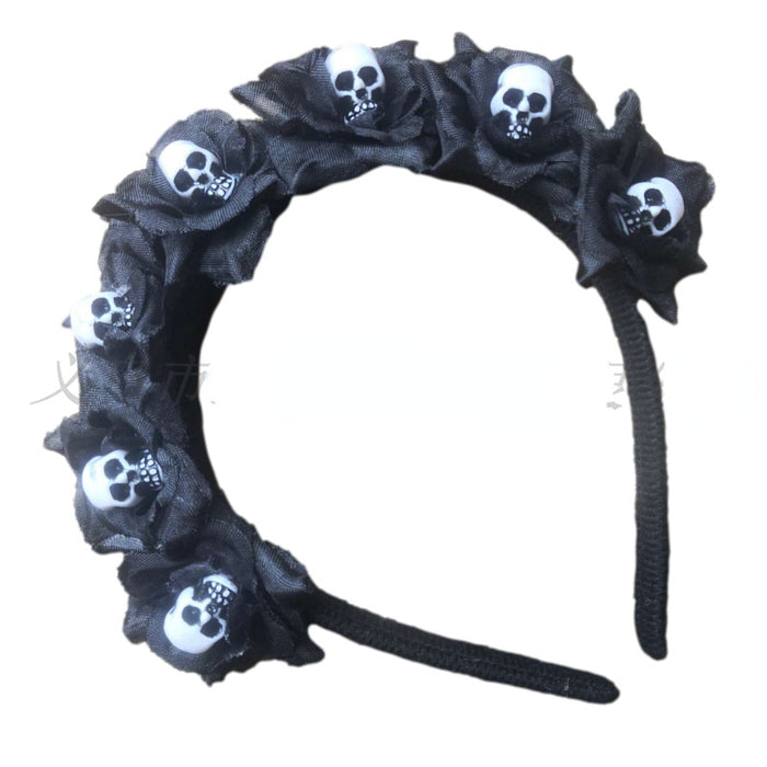 Wholesale Halloween Headband Black Flower Props Skull Decoration Hair Accessories MOQ≥2 JDC-HD-ShengX004