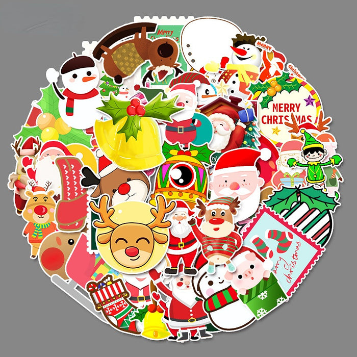 Wholesale Sticker PVC Waterproof Christmas Cartoon 50 Pieces MOQ≥3 JDC-ST-WanM003