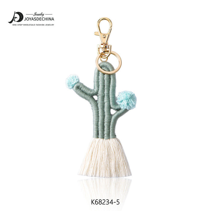 Wholesale hand woven Bohemian cactus keychain MOQ≥2 JDC-KC-JM008