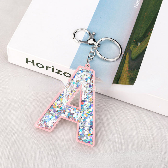 Wholesale Acrylic Sequin Alphabet Keychain MOQ≥3 JDC-KC-YueZ001