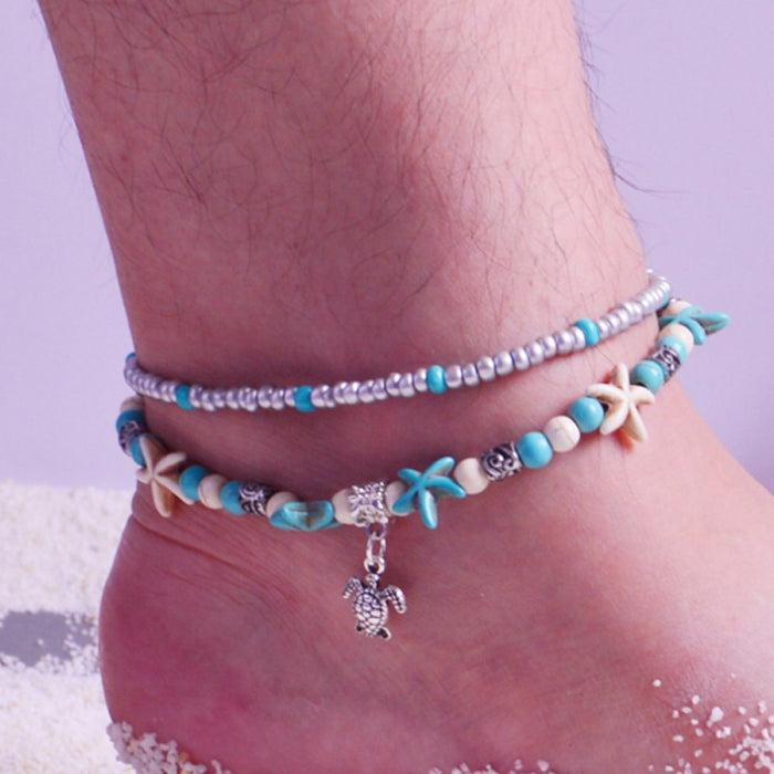 Jewelry WholesaleWholesale beach couple suit shell foot ornaments anklets JDC-AS-YeB001 anklets 烨贝 %variant_option1% %variant_option2% %variant_option3%  Factory Price JoyasDeChina Joyas De China