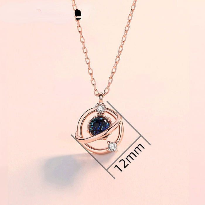 Wholesale Necklace Copper Zircon Fantasy Planet Rose Gold Color MOQ≥2 JDC-PREMCAOS-NE-002