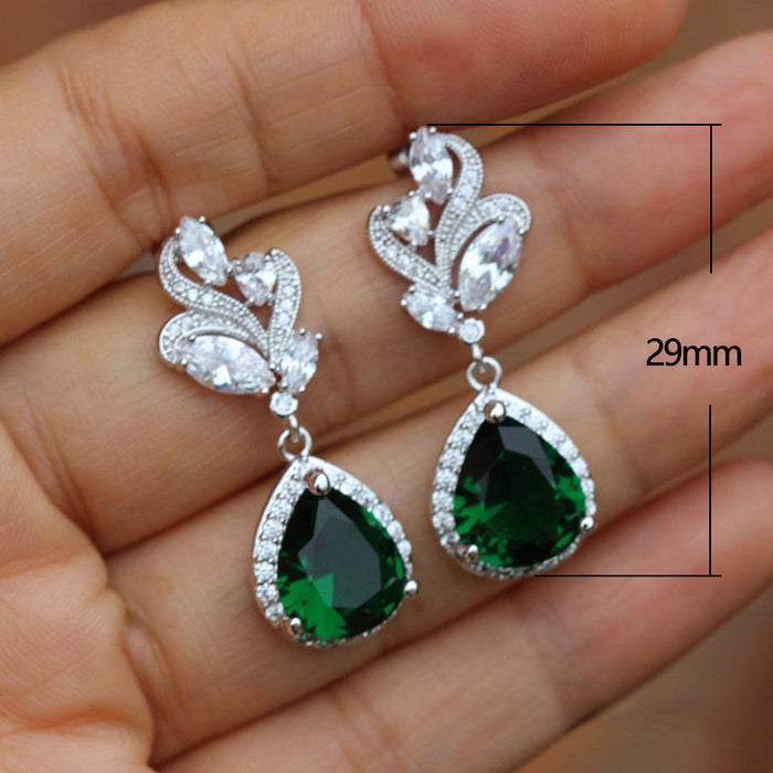 Wholesale Earrings Copper Zircon Drop Shape MOQ≥2 JDC-PREMCAOS-ES-012