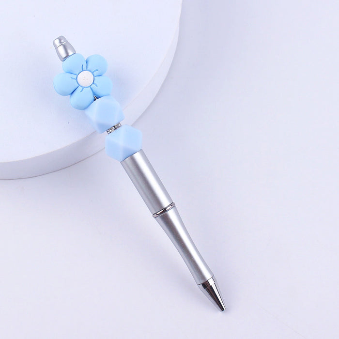 Wholesale Beadable Pens Handmade Flower Silicone Beaded Ballpoint Pen JDC-BP-GuangTian004