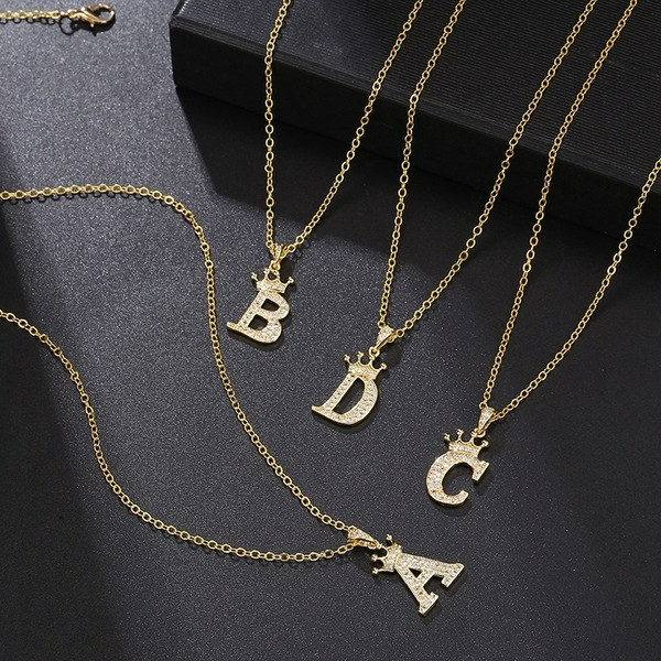 Jewelry WholesaleWholesale Zircon Alphabet Necklace With Diamonds JDC-NE-ZhuJ003 necklaces 诛积 %variant_option1% %variant_option2% %variant_option3%  Factory Price JoyasDeChina Joyas De China