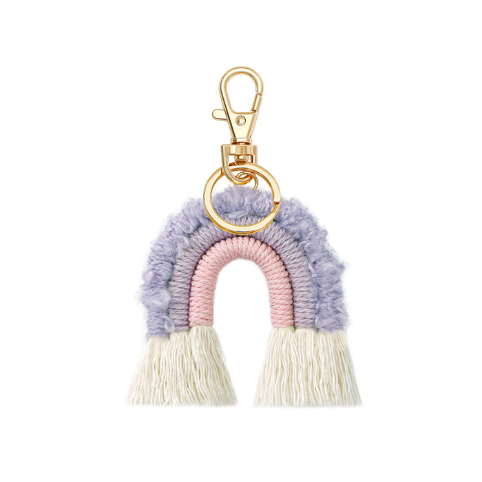 Wholesale Keychain Rope Plush Tassel Rainbow Pendant MOQ≥2 JDC-KC-JM051