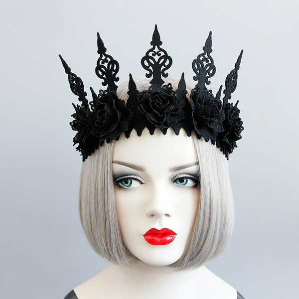 Wholesale Black Crown Halloween Women's Wreath Headband  MOQ≥5 JDC-HD-HeiY001