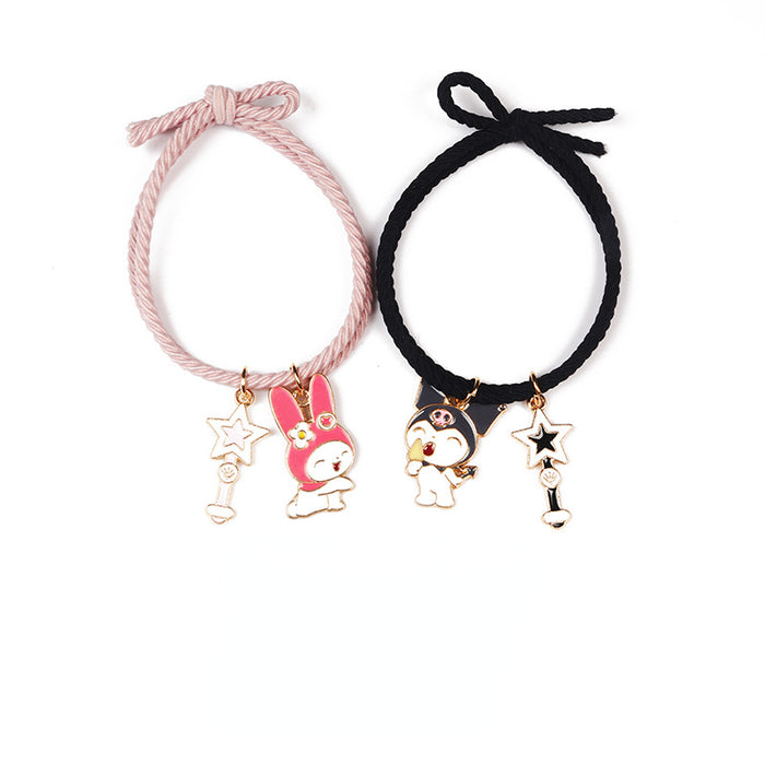 Wholesale Hair Rope Cartoon Couple Best Friends Rubber Band Alloy MOQ≥2 (S) JDC-HS-MJT002