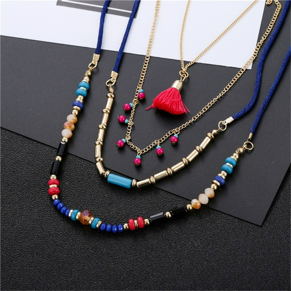 Jewelry WholesaleWholesale boho turquoise tassel multilayer necklace JDC-NE-ZhuJ005 necklaces 诛积 %variant_option1% %variant_option2% %variant_option3%  Factory Price JoyasDeChina Joyas De China