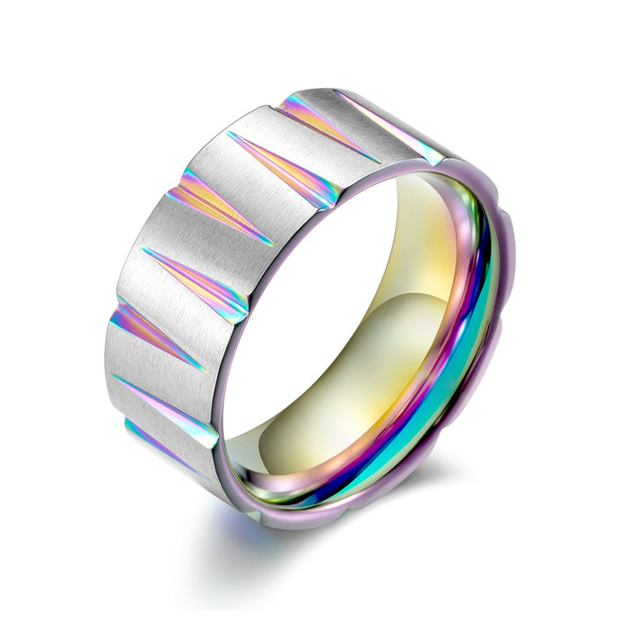 Wholesale Stainless Steel Titanium Steel Colorful Brushed Matte Ring MOQ≥2 JDC-RS-PREMQIANF010