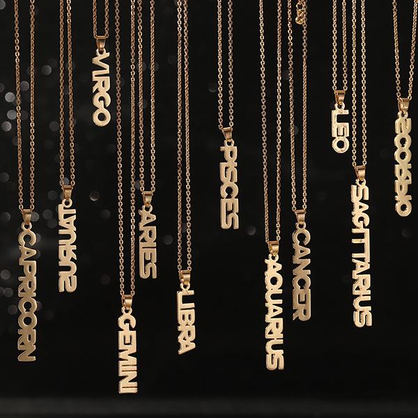 Bulk Jewelry English Twelve Constellation Necklace Clavicle Chain Wholesale JDC-NE-e002 Wholesale factory from China YIWU China