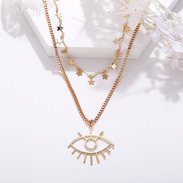 Bulk Jewelry Eye pendant multilayer necklace wholesale JDC-NE-f001 Wholesale factory from China YIWU China