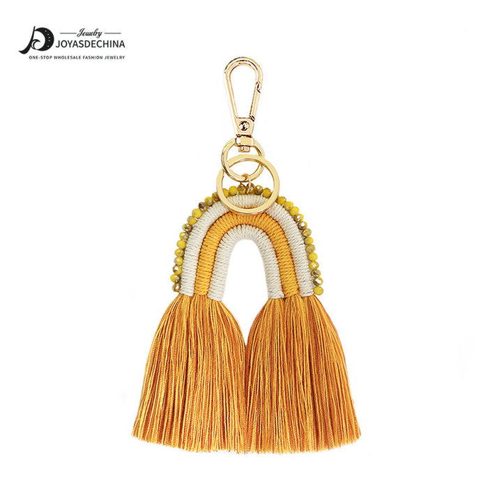 Wholesale tassel keychain rice bead rope weaving manual weaving  JDC-KC-JM015