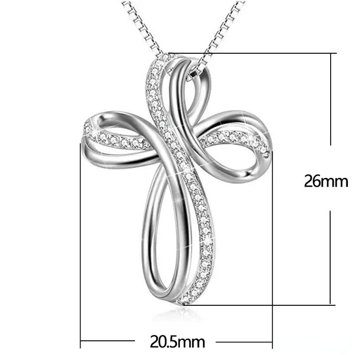 Wholesale Necklace Copper Zircon 8 Surround Cross MOQ≥2 JDC-PREMCAOS-NE-015