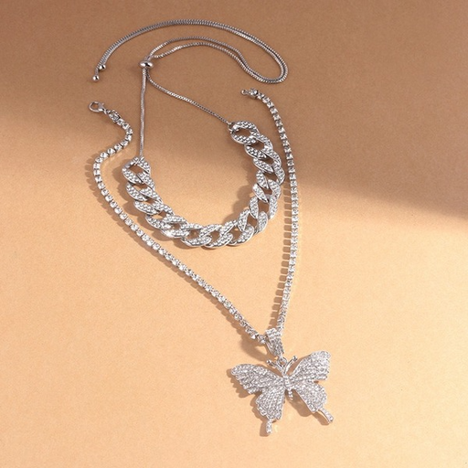 Jewelry WholesaleWholesale Cuban Chain Big Butterfly Alloy Rhinestone Necklace JDC-NE-youm001 Necklaces 幽梦 %variant_option1% %variant_option2% %variant_option3%  Factory Price JoyasDeChina Joyas De China