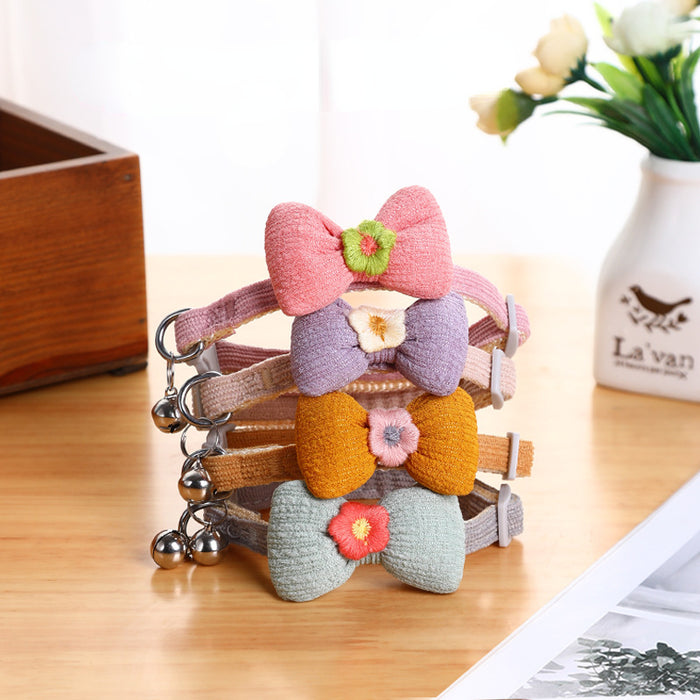 Wholesale Adjustable Polyester Pet Bow Cat Decorative Collar MOQ≥2 JDC-PD-LeC001