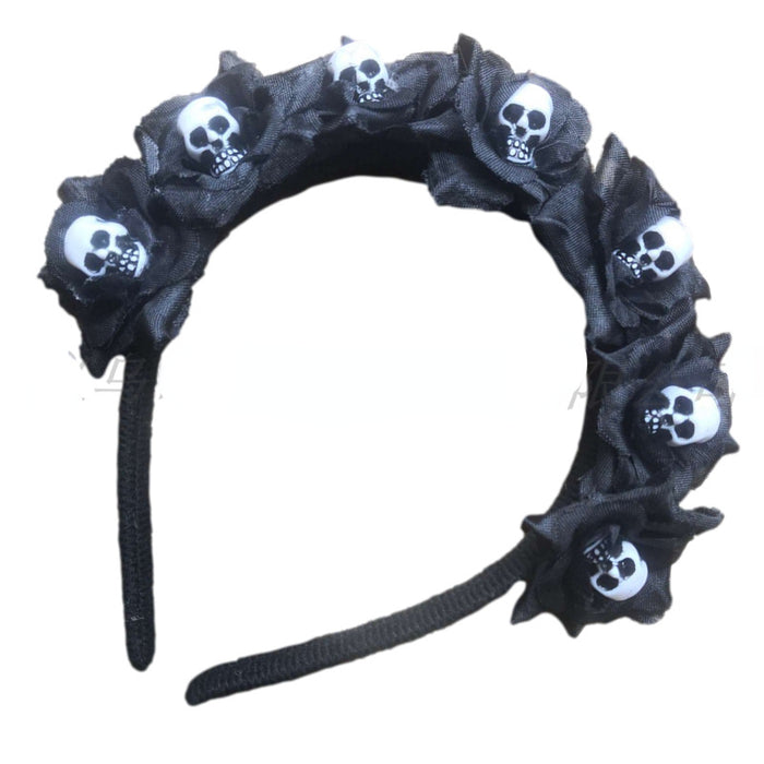 Wholesale Halloween Headband Black Flower Props Skull Decoration Hair Accessories MOQ≥2 JDC-HD-ShengX004