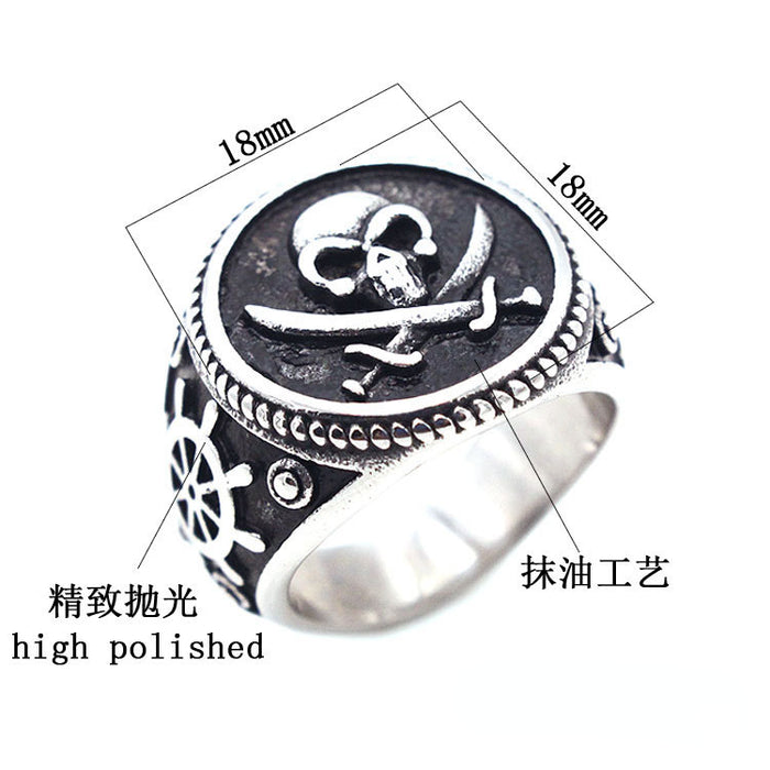 Wholesale Skull Titanium Steel Men's Ring MOQ≥2 JDC-RS-YiR001