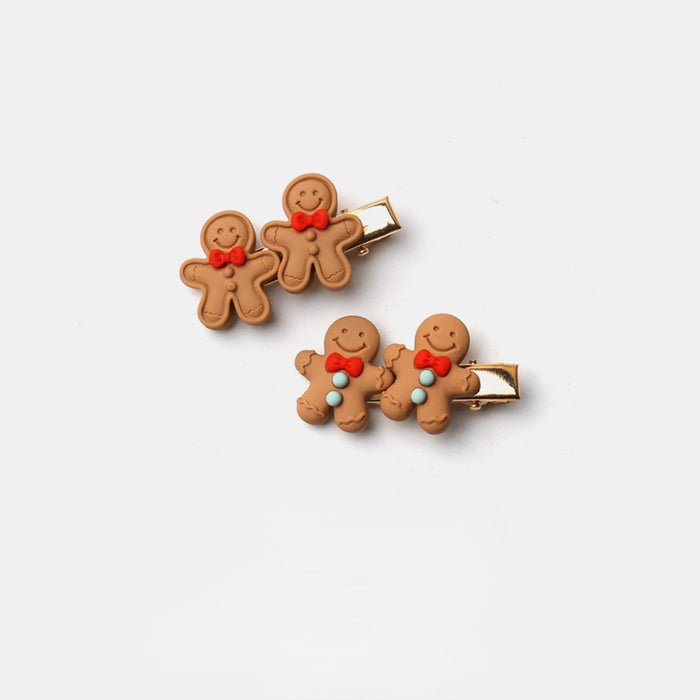 Wholesale Hair Clips Resin Gingerbread Man Christmas JDC-HC-JZP007