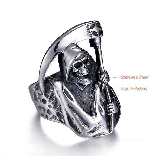 Wholesale Reaper Scythe Skull Alloy Ring JDC-RS-KaiS005