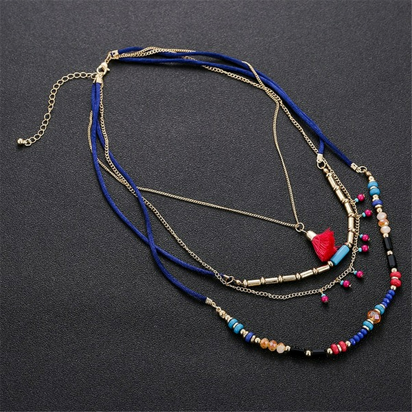 Jewelry WholesaleWholesale boho turquoise tassel multilayer necklace JDC-NE-ZhuJ005 necklaces 诛积 %variant_option1% %variant_option2% %variant_option3%  Factory Price JoyasDeChina Joyas De China