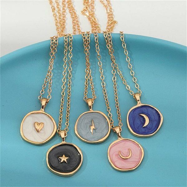 Bulk Jewelry Fashion Drops Stars Moon Alloy Necklace wholesale JDC-NE-e003 Wholesale factory from China YIWU China