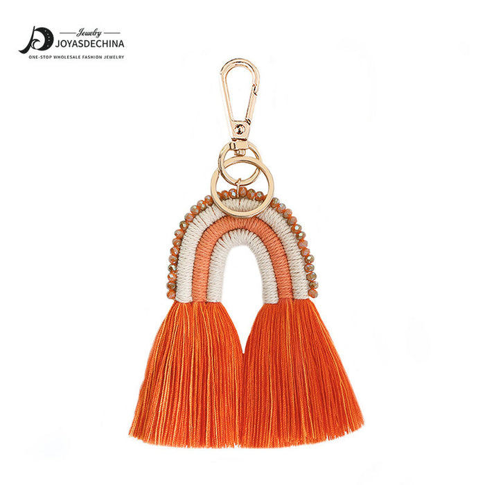 Wholesale tassel keychain rice bead rope weaving manual weaving  JDC-KC-JM015