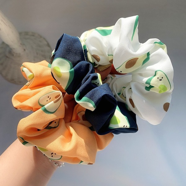 Jewelry WholesaleWholesale satin rubber band avocado printing hair bands JDC-HS-H423 Hair Scrunchies 妙德 %variant_option1% %variant_option2% %variant_option3%  Factory Price JoyasDeChina Joyas De China