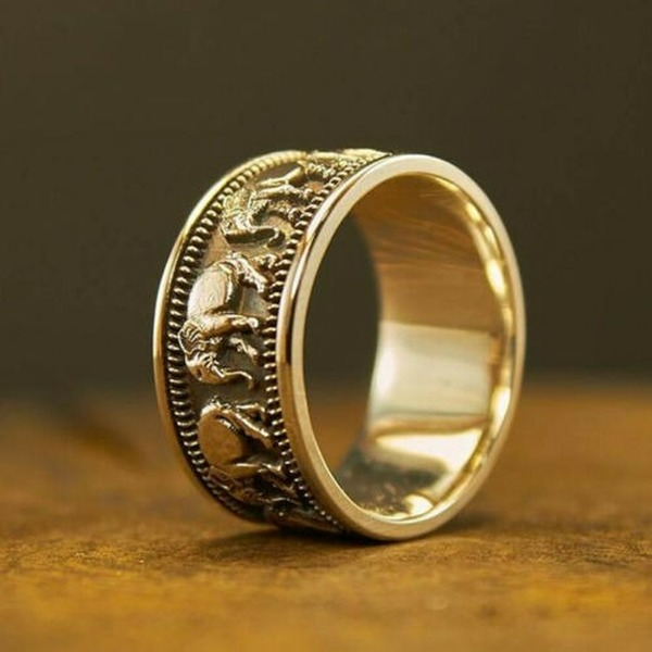 Wholesale Elephant Alloy Ring MOQ≥2 JDC-RS-ZhuY001