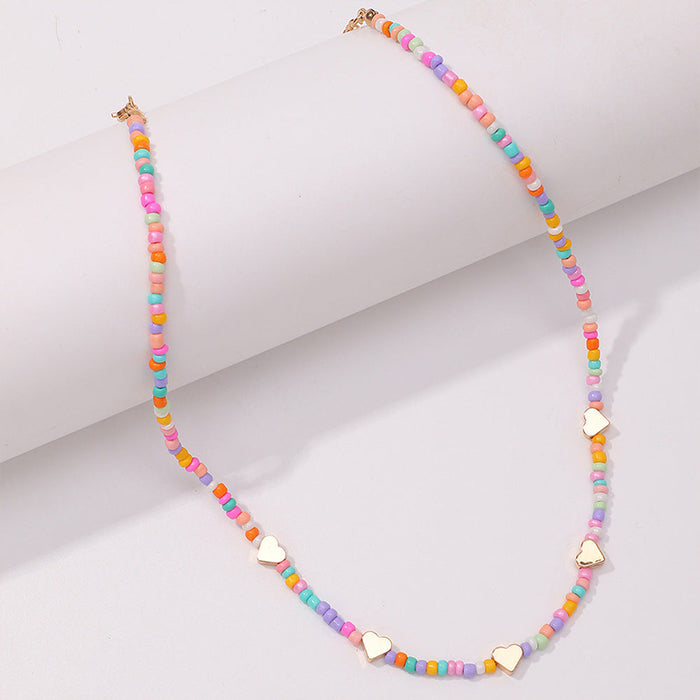 Wholesale color rice beads love short mushroom rice bead neck chain JDC-NE-YinH004