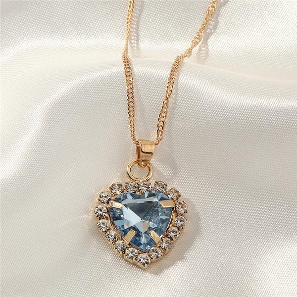 Bulk Jewelry Full diamond zircon glass love necklace simple clavicle chain wholesale JDC-RS-e006 Wholesale factory from China YIWU China