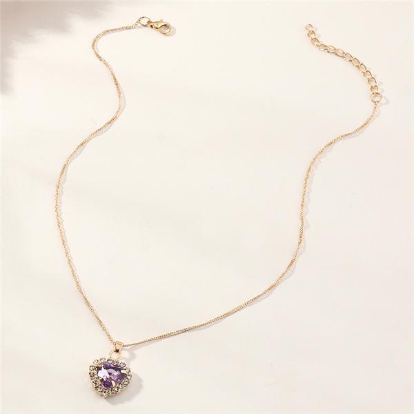 Bulk Jewelry Full diamond zircon glass love necklace simple clavicle chain wholesale JDC-RS-e006 Wholesale factory from China YIWU China