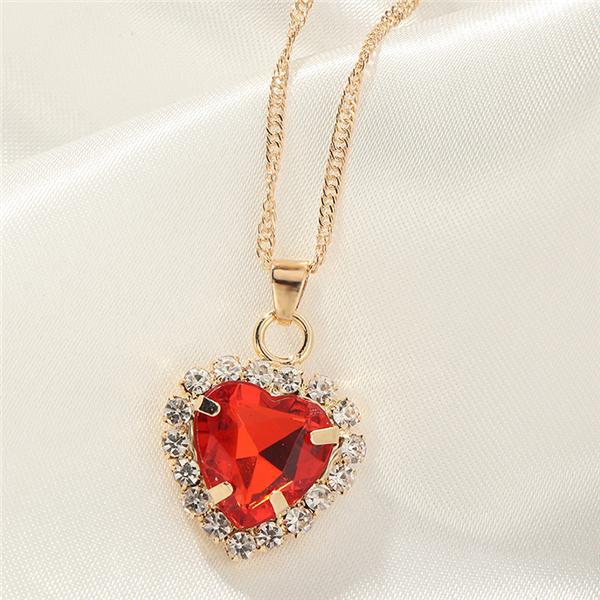 Bulk Jewelry Full diamond zircon glass love necklace simple clavicle chain wholesale JDC-RS-e006 Wholesale factory from China YIWU China