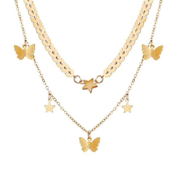 Bulk Jewelry Multilayer butterfly necklace wholesale JDC-NE-f002 Wholesale factory from China YIWU China