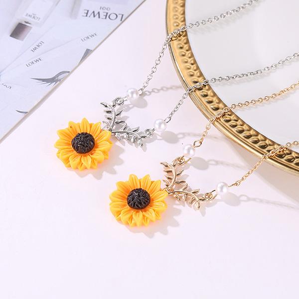 Bulk Jewelry Pearl sunflower necklace wholesale JDC-NE-d004 Wholesale factory from China YIWU China