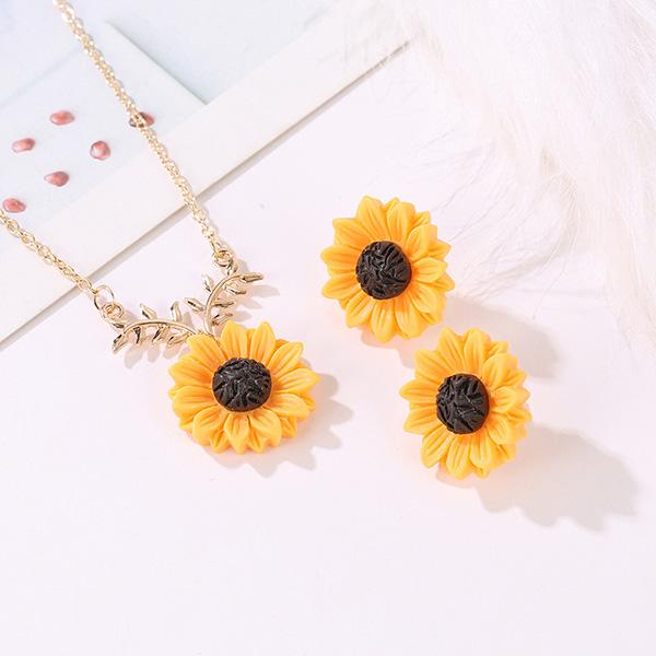 Bulk Jewelry Pearl sunflower necklace wholesale JDC-NE-d004 Wholesale factory from China YIWU China