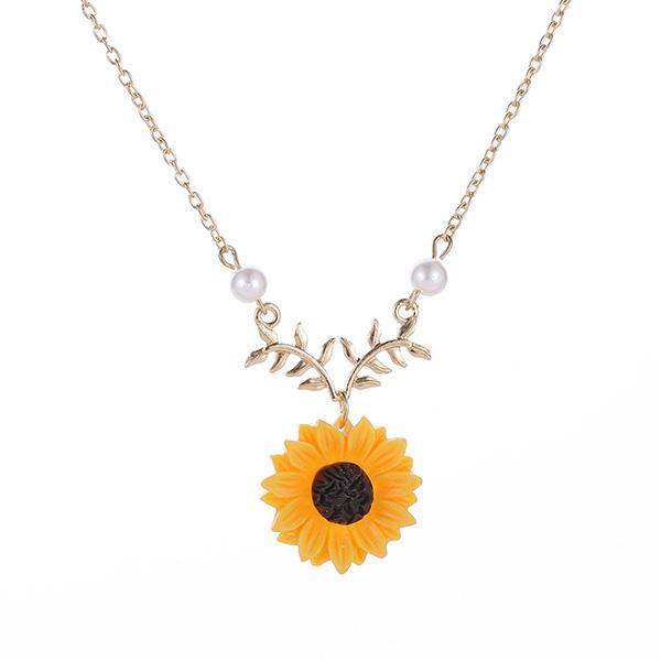 Bulk Jewelry Pearl sunflower necklace wholesale JDC-NE-d004 Wholesale factory from China YIWU China