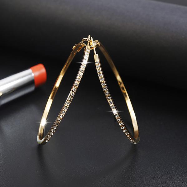 Rhinestone-encrusted Alloy Hoop Earrings wholesale JDC-ES-b035 earrings JoyasDeChina Gold Wholesale Jewelry JoyasDeChina Joyas De China