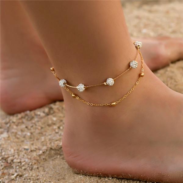 Bulk Jewelry Shambhala diamond ball crystal anklet wholesale JDC-AS-d003 Wholesale factory from China YIWU China