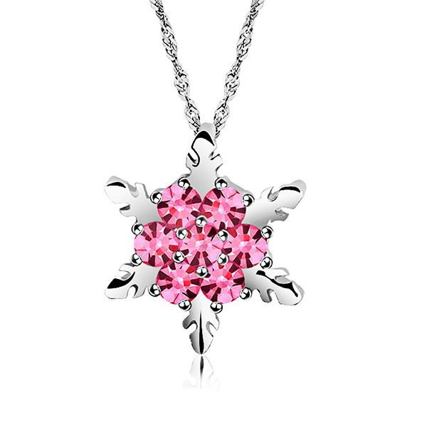 Bulk Jewelry Silver Plated Snowflake Full Rhinestone Necklace Wholesale JDC-NE-d002 Wholesale factory from China YIWU China