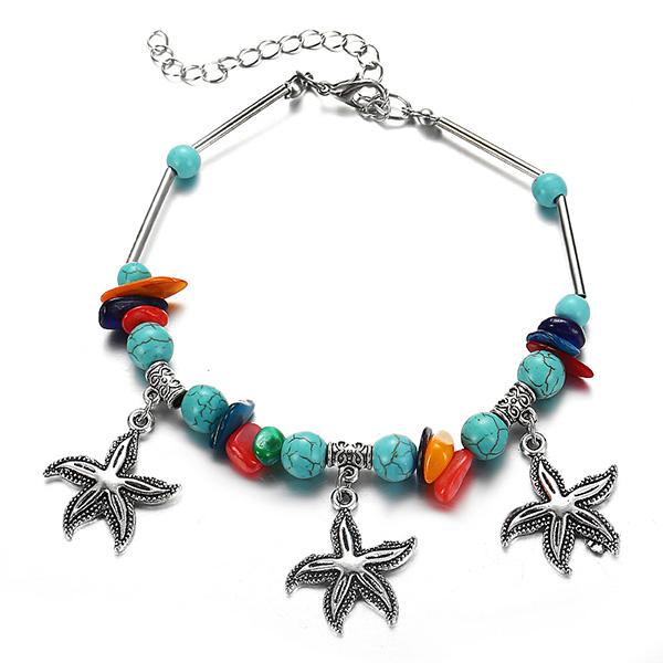 Bulk Jewelry Turquoise Starfish Pendant Anklet Bracelet Wholesale DJC-AS-f002 Wholesale factory from China YIWU China