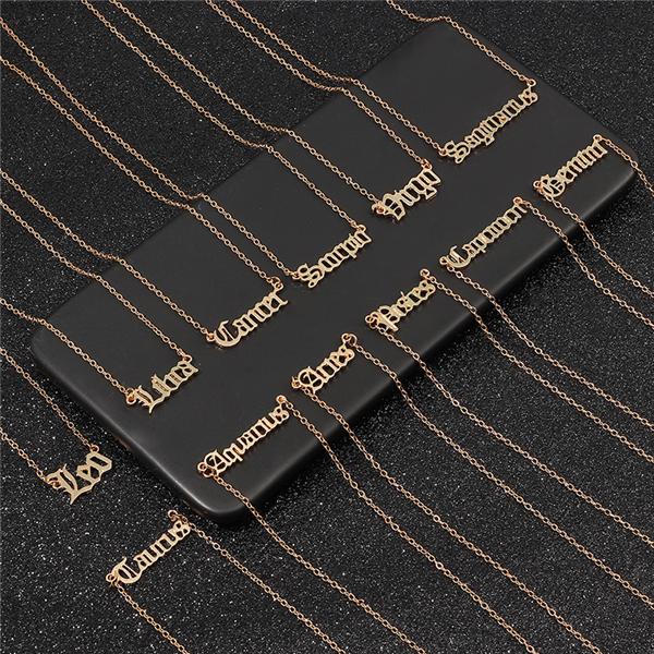 Bulk Jewelry Wholesale Twelve Constellation Necklace Vintage English Letter Necklace Wholesale JDC-RS-e001 Wholesale factory from China YIWU China