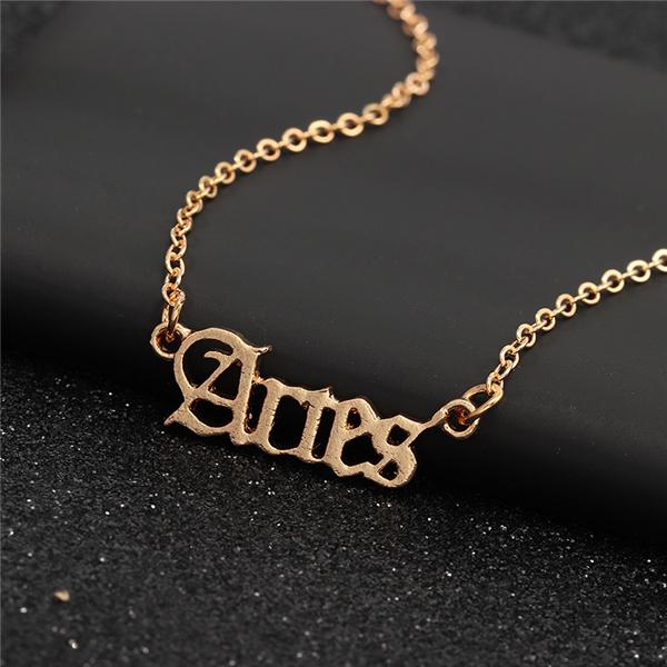 Bulk Jewelry Wholesale Twelve Constellation Necklace Vintage English Letter Necklace Wholesale JDC-RS-e001 Wholesale factory from China YIWU China