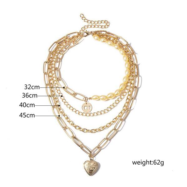 Bulk Jewelry Vintage Love Pearl Necklace Wholesale  JDC-NE-001 Wholesale factory from China YIWU China