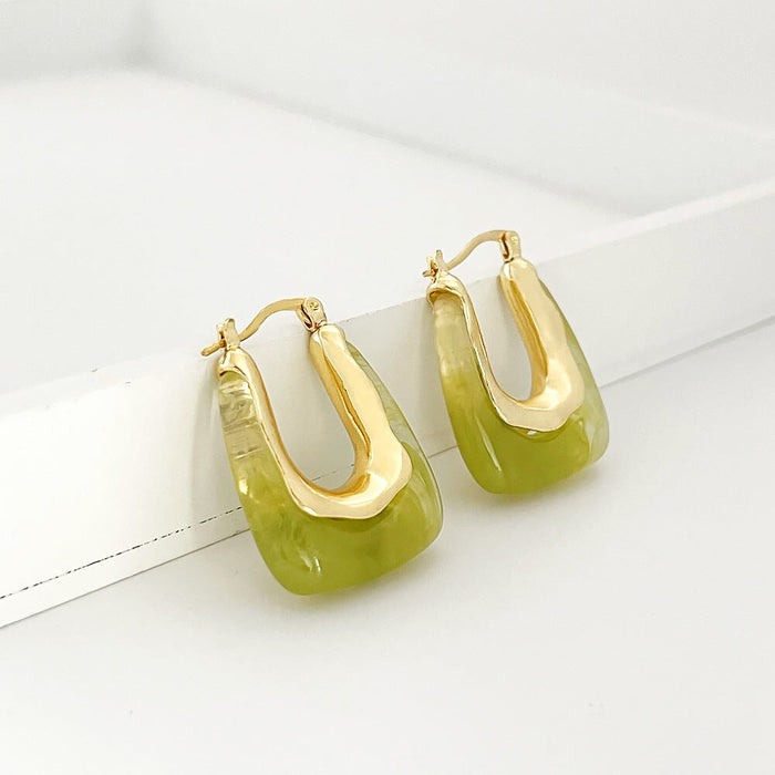 Wholesale 14K gold-plated acrylic earrings JDC-ES-Linh001 Earrings 麟凰 1 Wholesale Jewelry JoyasDeChina Joyas De China